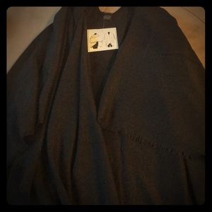 New Black Ruana / poncho-style shawl